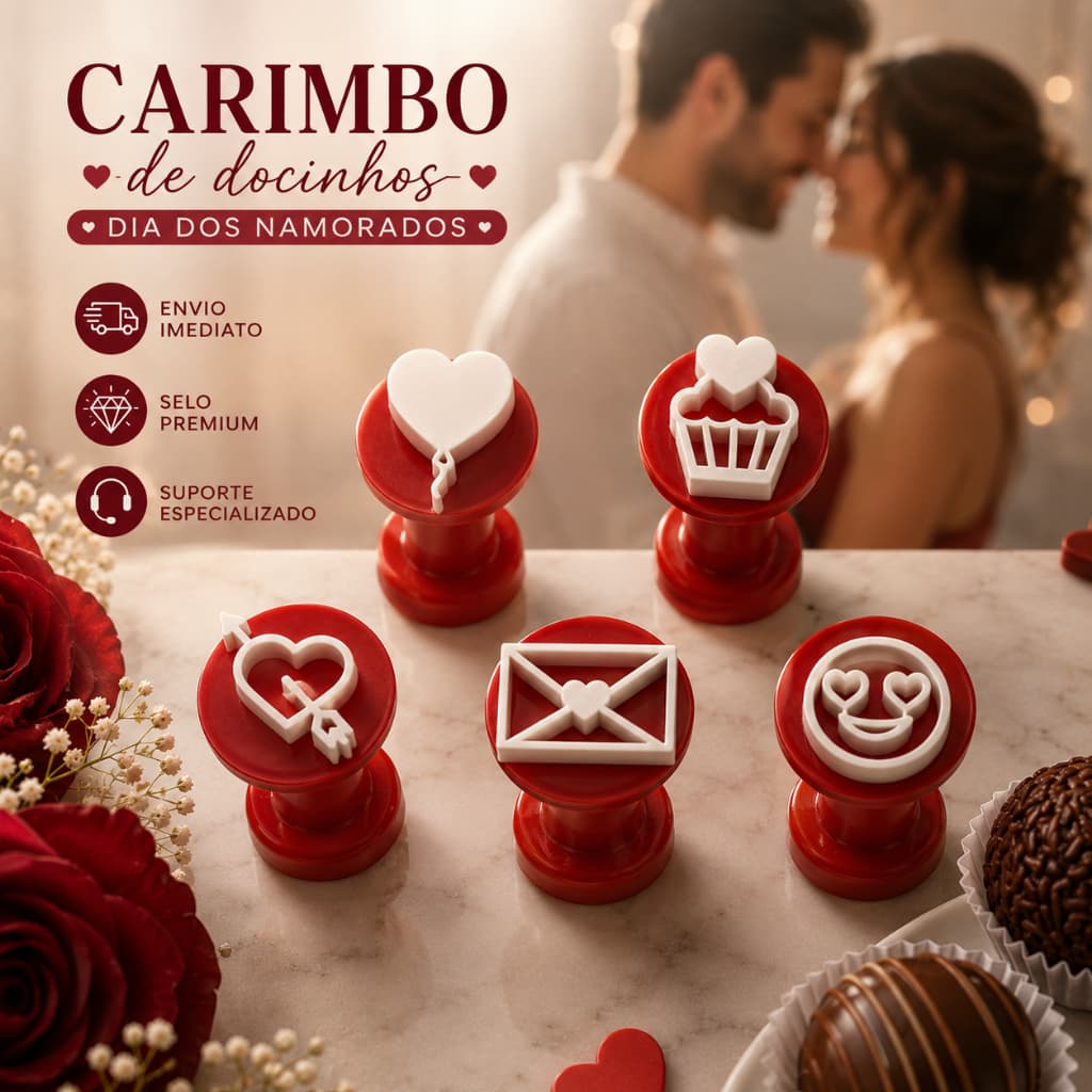 Dia Dos Namorados Kit Carimbo Brigadeiro Doces Docinhos Confeitaria Presente Lembrancinha Molde