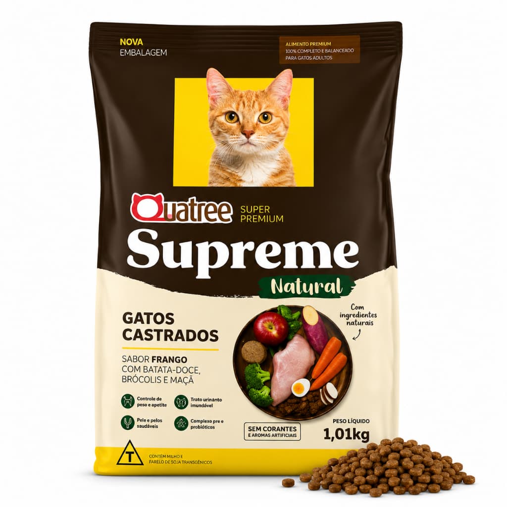 Ração Quatree Gatos Castrados Frango E Batata Doce 1kg