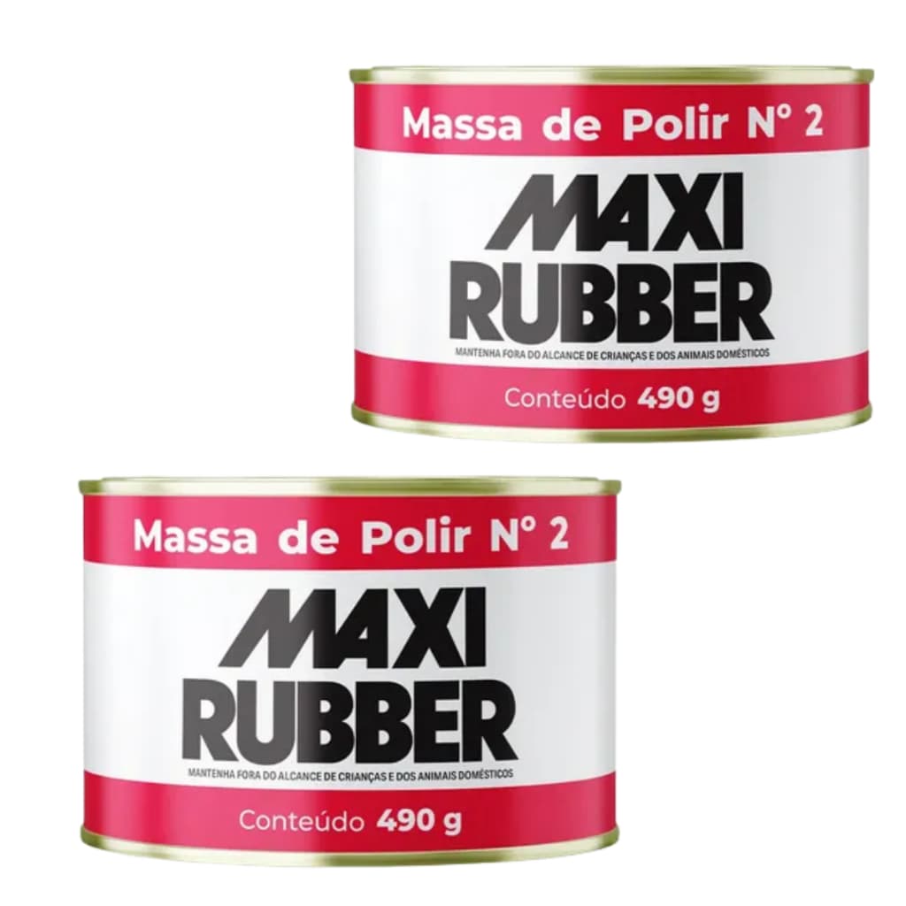 KIT 2 Massa de Polir Nº2 Maxi Rubber 490g – Polimento Automotivo Profissional e Alto Brilho