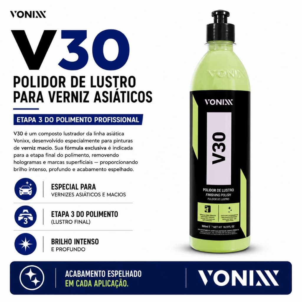 V30 Polidor De Lustro P/ Pintura Automotiva Vonixx Composto