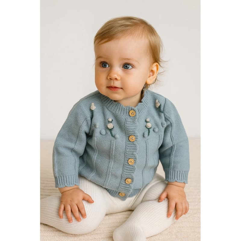 Cardigan Blusa de Tricot Menina (12-18 meses) Blusa de Bebê Tricot