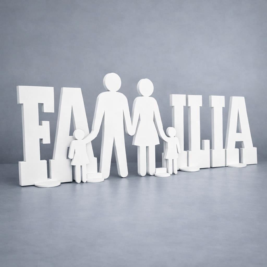 Letreiro MDF Família Feliz 60x215cm Decoração
