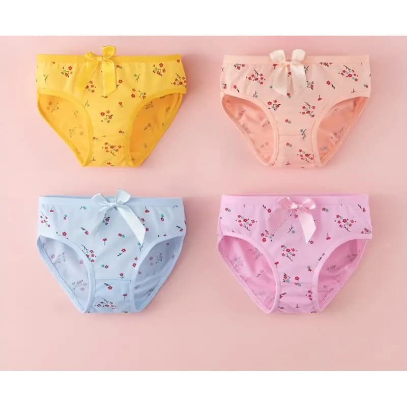 Calcinhas infantil kit c/2 calcinhas estampada floral com laço