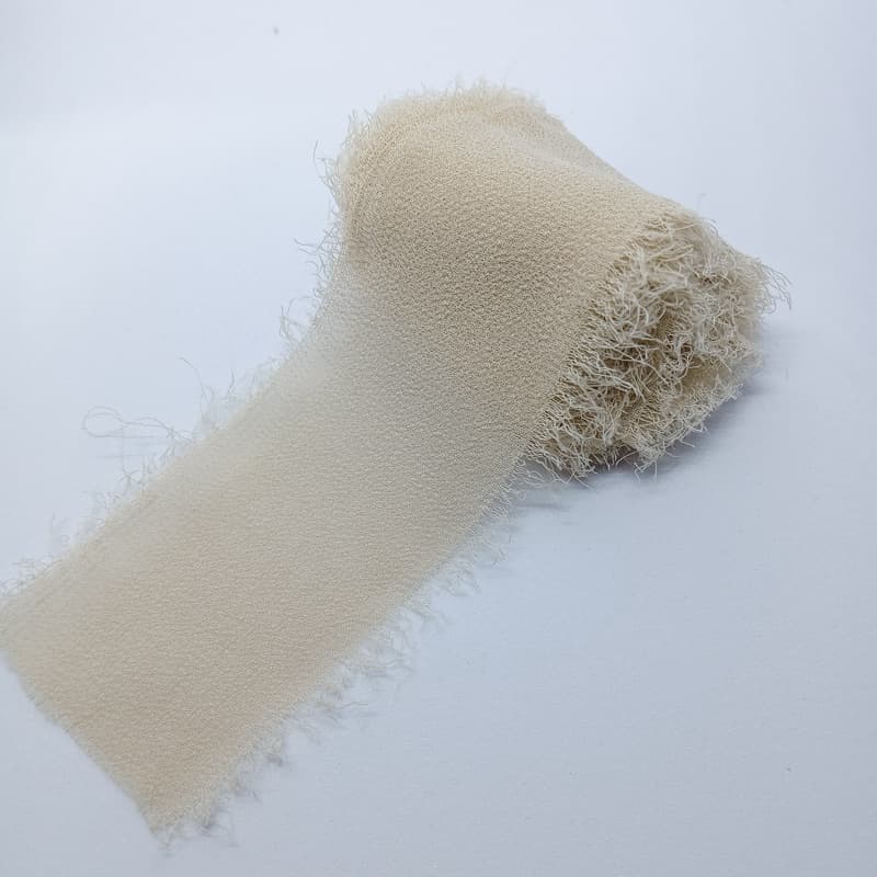 Fita Chiffon Palha/Areia Artesanal Rústica Desfiada para casamentos, caixas padrinhos, festas