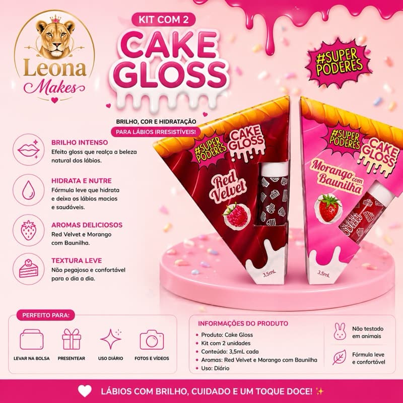 KIT 2 UNIDADES CAKE GLOSS