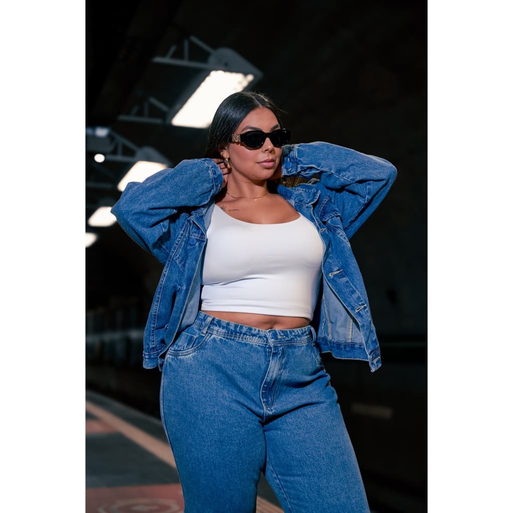 Jaqueta Jeans Feminina Plus Size Tamanho Amplo Inverno Casaco Jeans Blusa de Frio