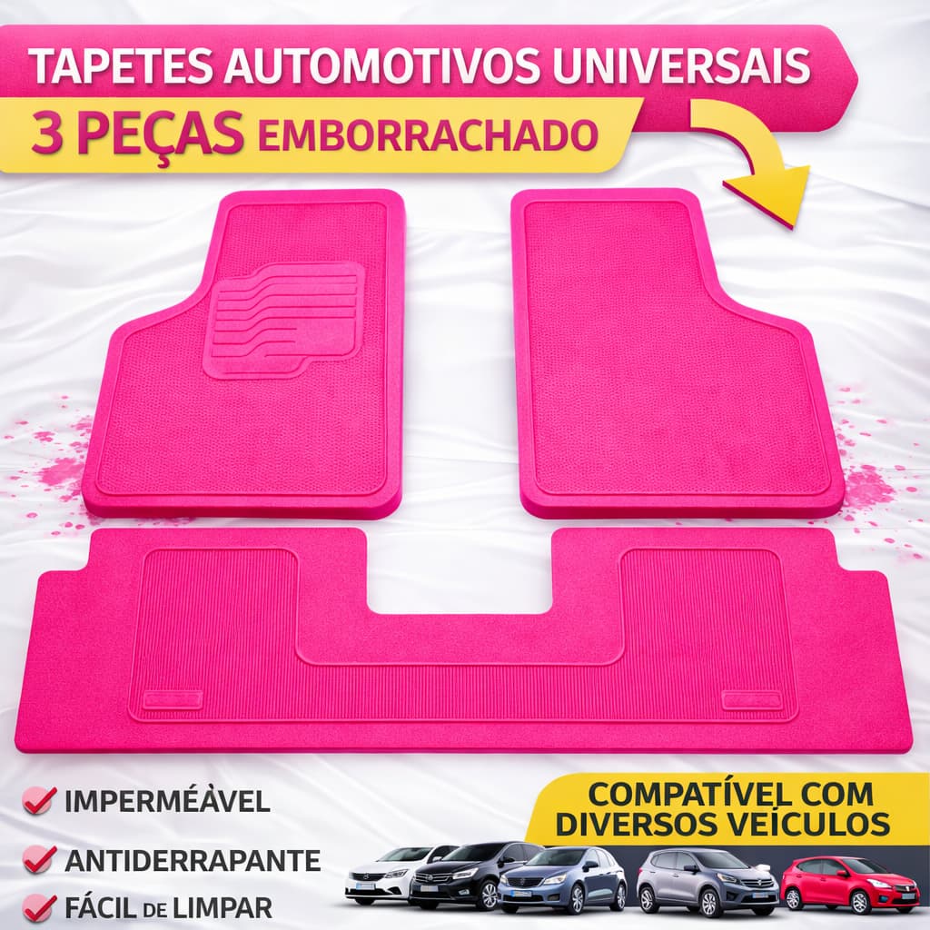 Tapete de carro universal colorido vermelho azul rosa