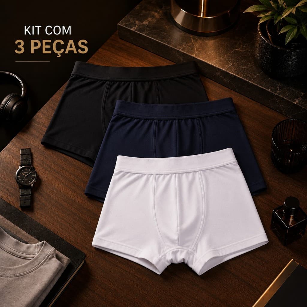 Kit 3 Cuecas Boxer Juvenil Microfibra Teen Sem Costura Confortável Secagem Rápida Sortidas