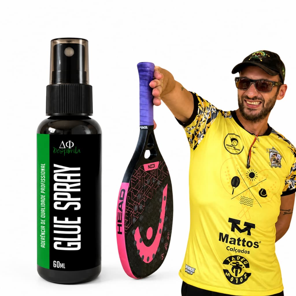 Cola Grip Spray Desfibrila Raquete de Tênis, Beach Tennis e Padel - Antiderrapante, Alta Fixação, Secagem Rápida