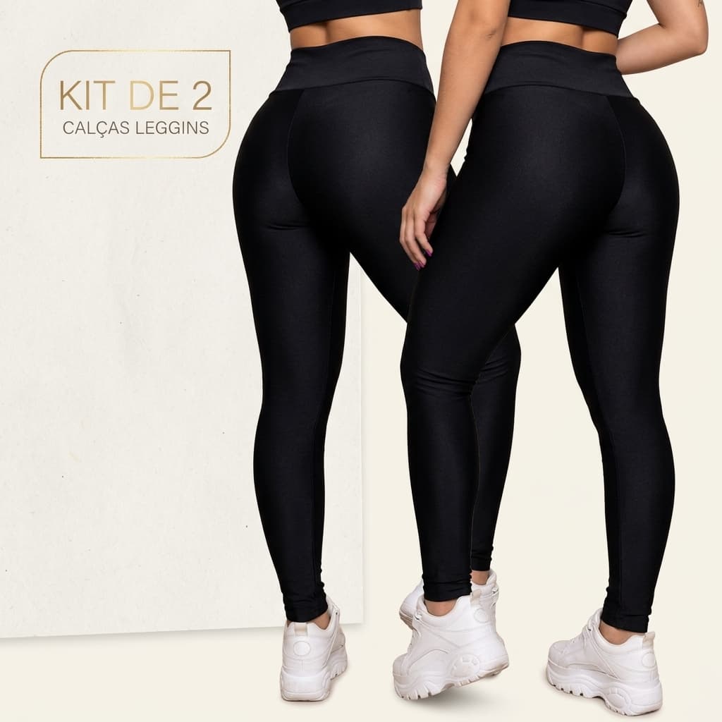 2 Calça Legging Zero Transparencia Feminina Cintura Alta Suplex Academia Esportiva Lisa