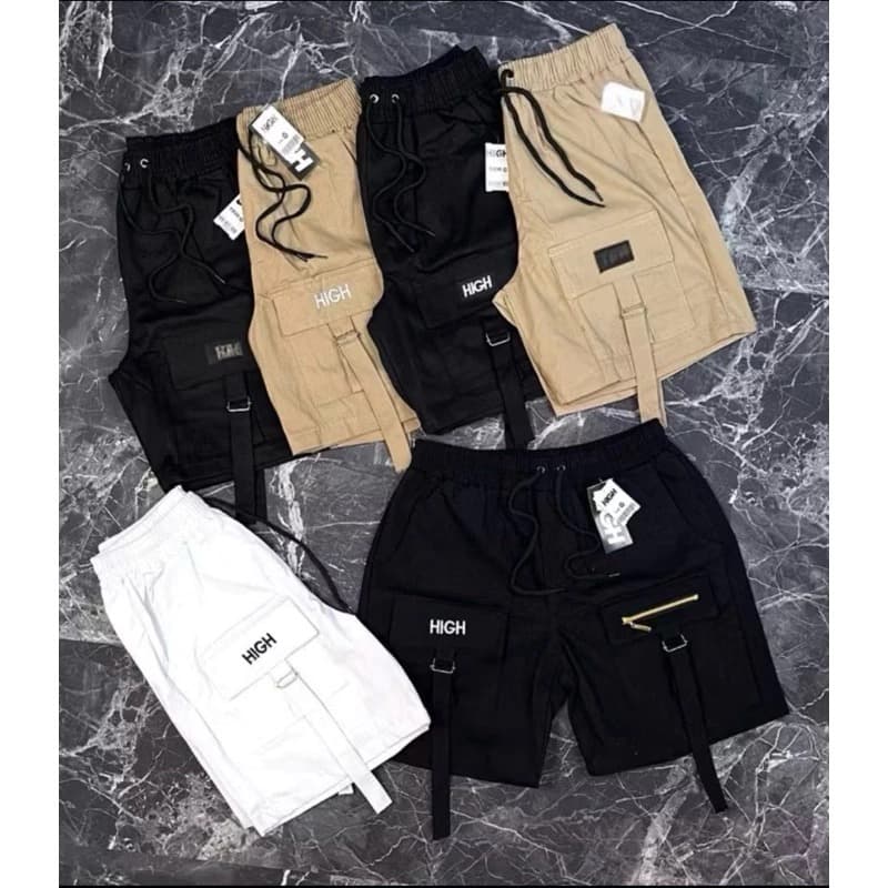 Bermuda Sarja Brim Cargo Masculina Sarja Premium Gringa Zíper  Fivela