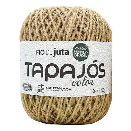 Fio de Juta Castanhal Tapajós Natural 200g 166m Macramê Crochê Sustentável Decoração Brindes Artesanato