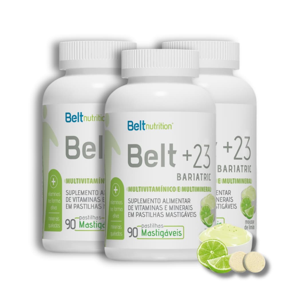KIt 3 Belt +23 Bariatric Mastigável Mousse de Limão Vitamina