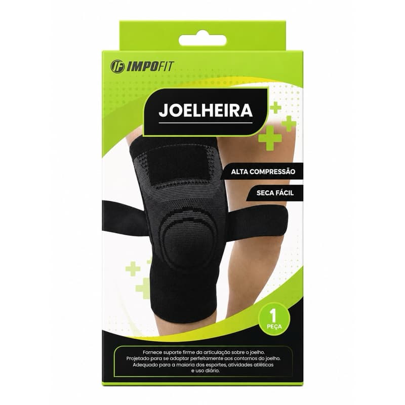 1 Par De Joelheira Compressão Patelar Joelho E Ortopédica. Cor preto com cinza