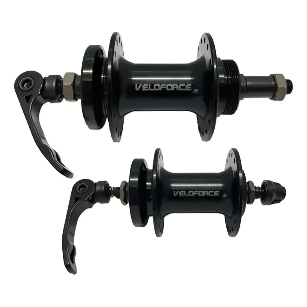 Par Cubo Disco Rolamento Bicicleta Alumínio Preto Rosca 36 Furos Veloforce