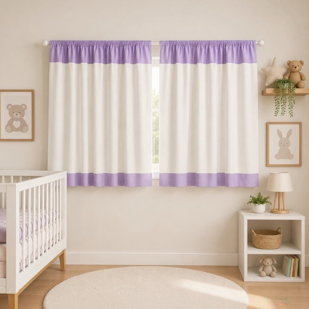 Cortina Infantil para Quarto de Bebê 2,15m x 1,40m Decorativa Varias Cores