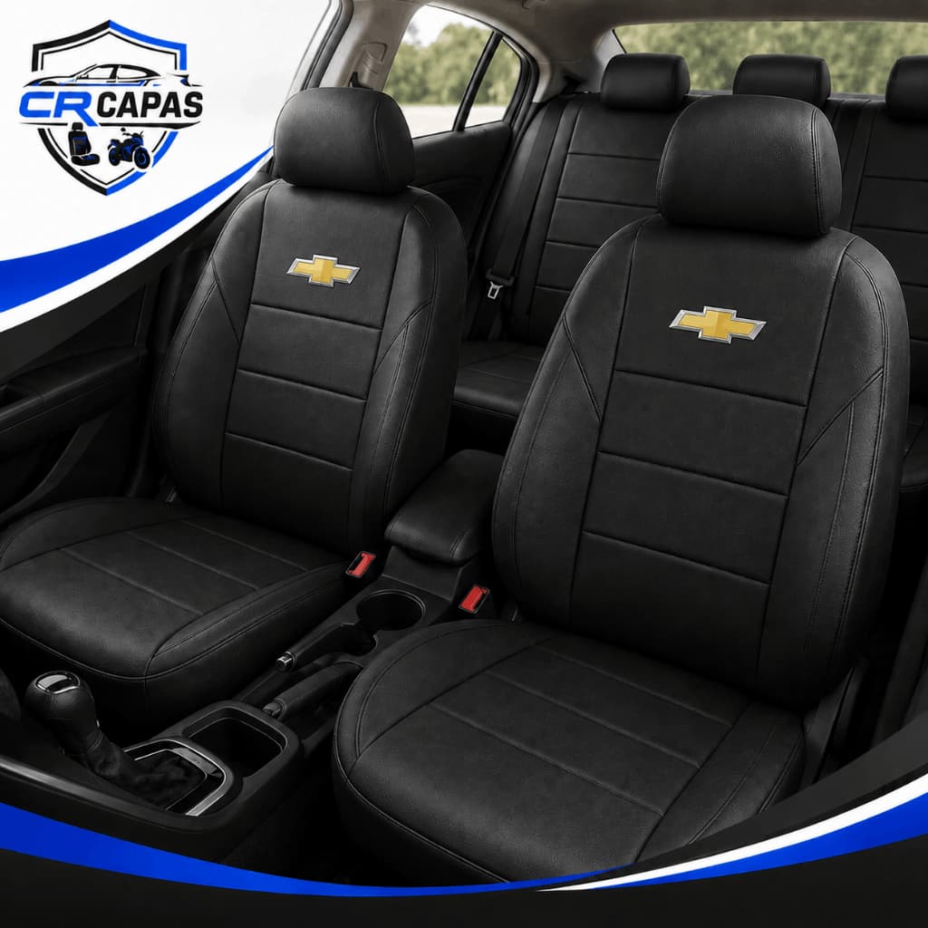Capa Banco Carro Chevrolet Couro e Tecido Onix Celta Corsa Prisma Classic Agile Montana Spin