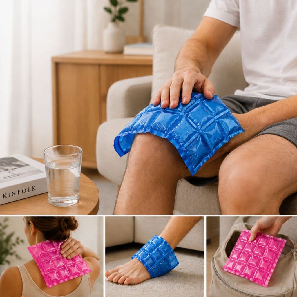 Bolsa de Gelo para Joelho Reutilizável Flexível Compressa Fria Alívio Dor Inchaço