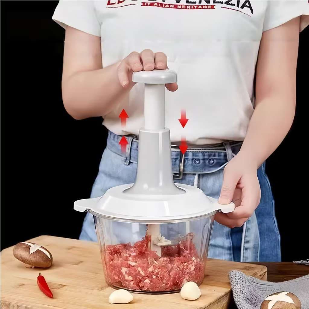Triturador De Alimentos Processador Cortador Manual 1.5L de Legumes Carne Alho Trava de Seguranca