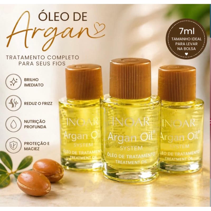 Óleo Capilar de Argan Inoar 7 ml kit com 3 unidades