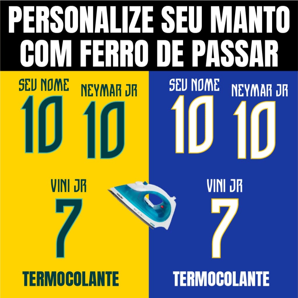 Nome e número termocolante seleção para camisa - personalize em casa com ferro