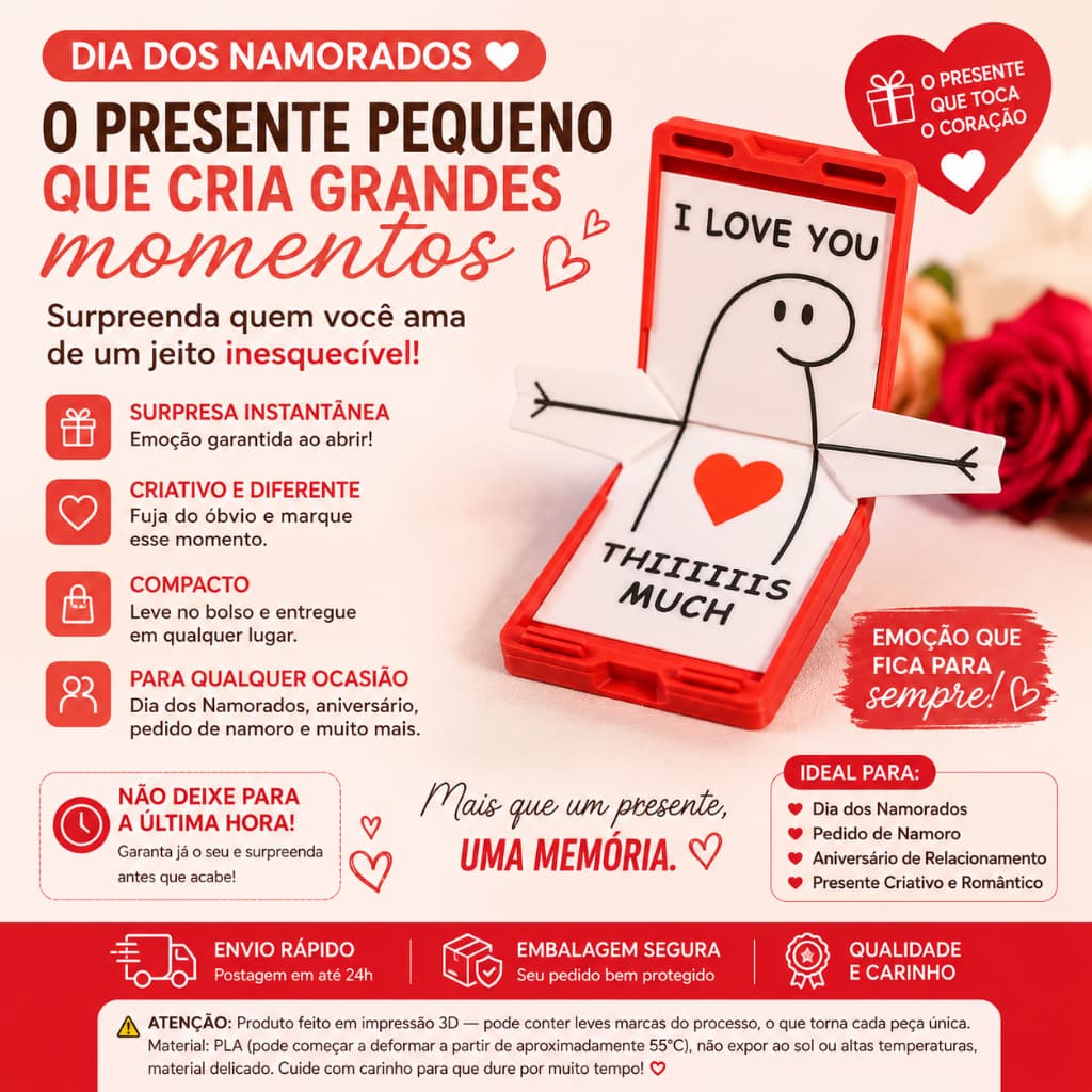 Cartão Explosivo Flork Surpresa Presente Criativo Abre e Mexe os Braços