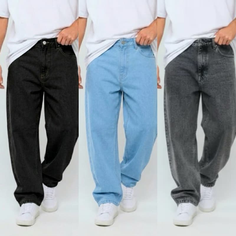 KIT CALÇA BALÃO BAGGY BOCA RETA LARGA MASCULINA PANTALONA LISA 36-48