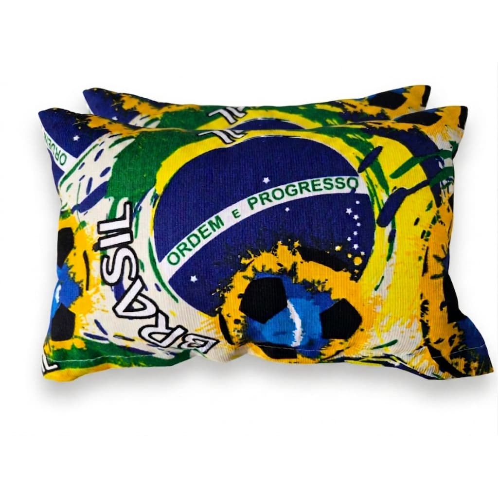 Kit 2 Almofada Brasil Hexa Gorgurinho Verde e Amarelo Decorativa Sala Sofá Confortável- Cheia