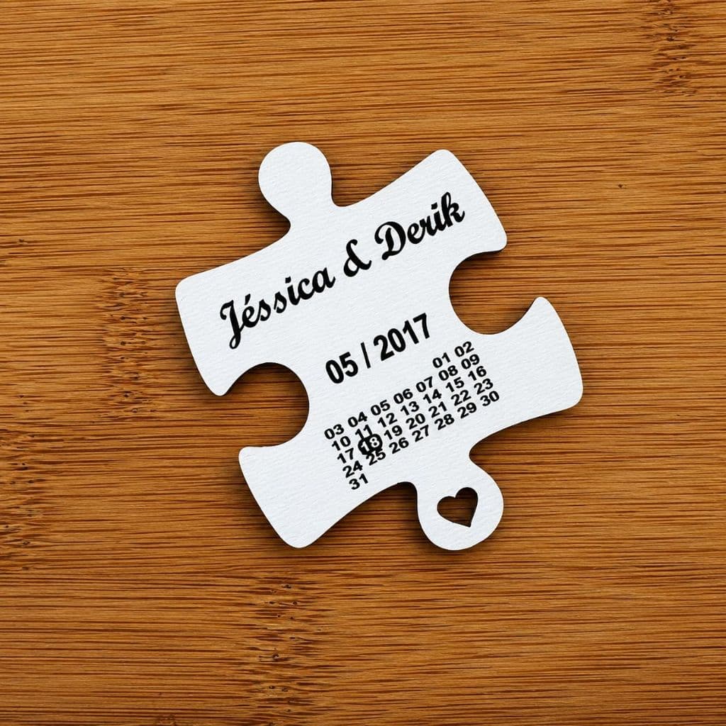 Kit Imãs de Geladeira Casamento Quebra Cabeça Personalizado MDF Save The Date Lembrancinha Noivos
