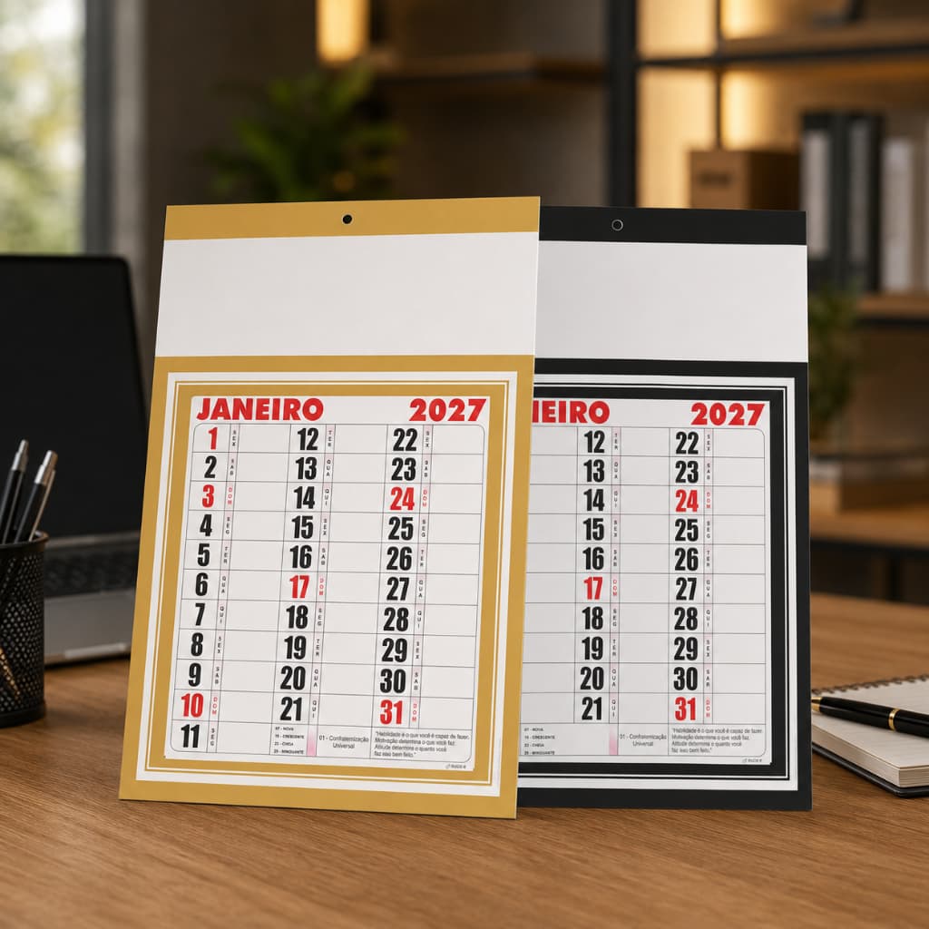 5 Folhinha Calendario Comercial 27x37cm De Parede Lisa 2027