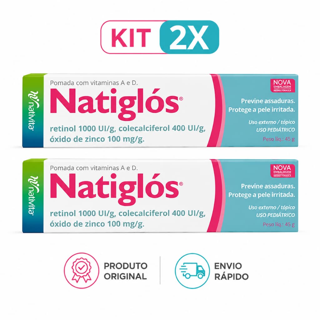 Kit 2x Natiglós Pomada Assaduras Vitaminas A D Proteção Pele Bebê 45g