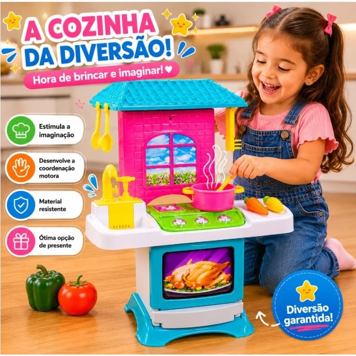 Cozinha Infantil Completa Fogao Forno Pia Brinquedo Educativo Crianca