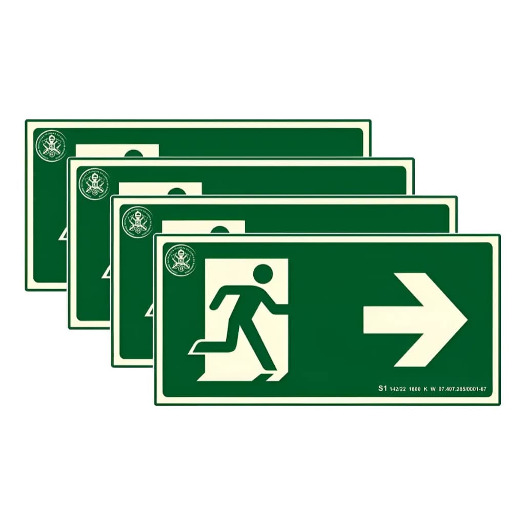Kit 4 Placas Fotoluminescentes Saida A Direita S1 Rota Fuga