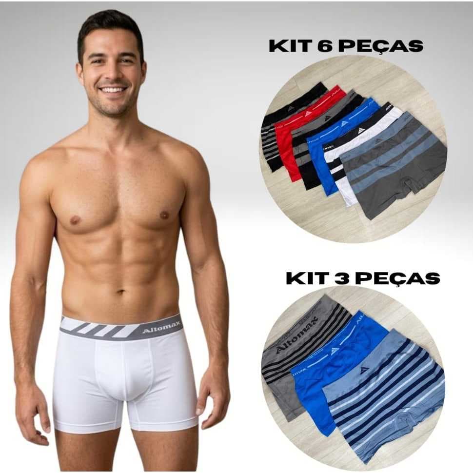 kit6  E  kit3 Cuecas Masculina poliamida  Box Sem Costura  conforto qualidade p m g e gg