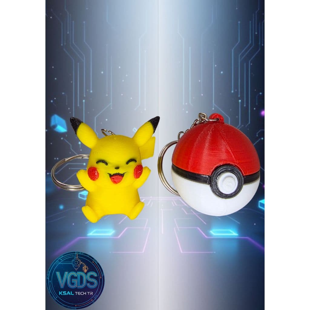 Kit Chaveiro Pokemon Pikachu E Pokebola Plastico Resistente Geek Infantil Anime