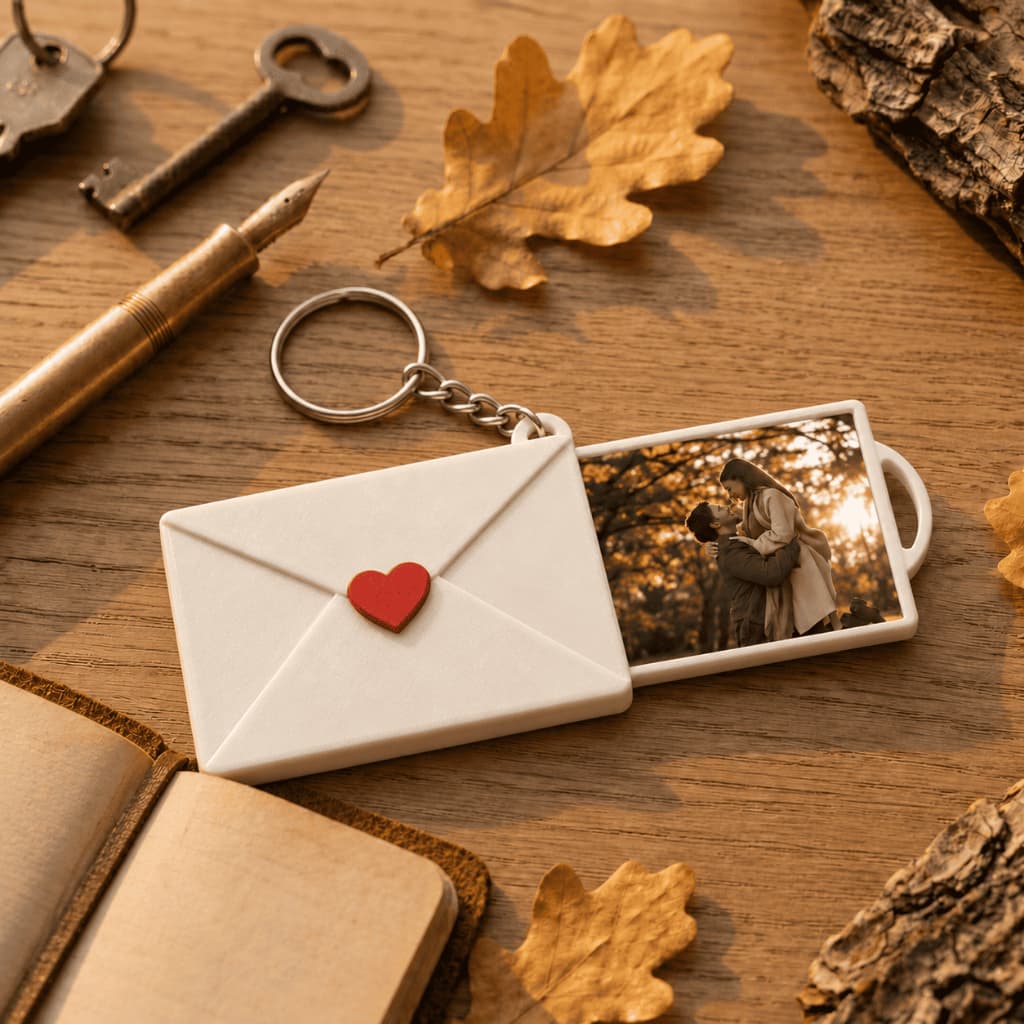 Chaveiro Carta Envelope Personalizado com Foto Presente Lembrancinha Kit Dia dos Namorados