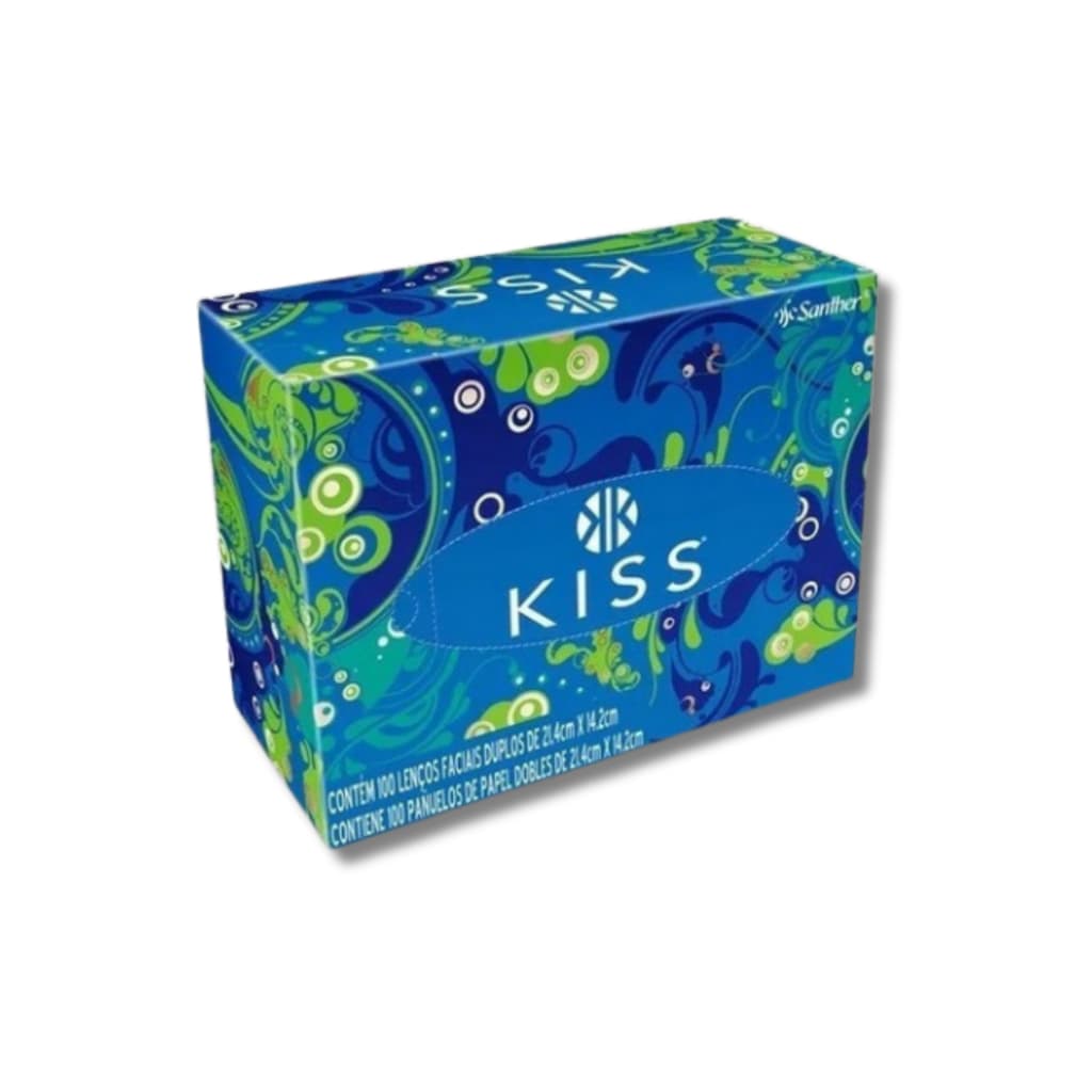 Lenço De Papel Folha Dupla Facial Kiss Caixa 100 Unidades