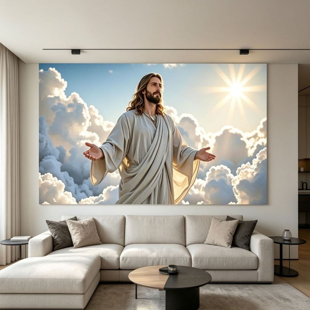 Quadro Decorativo Jesus Cristo Religioso 1 Tela Grande Decoração para Sala Igreja Quarto