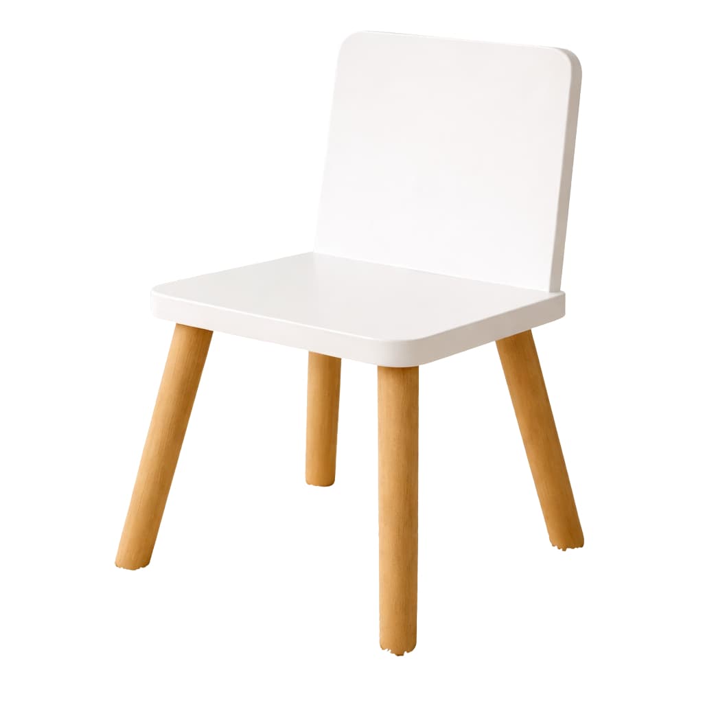 Cadeira Infantil de Madeira Branca Montessori para Mesa Infantil Quarto Brinquedoteca
