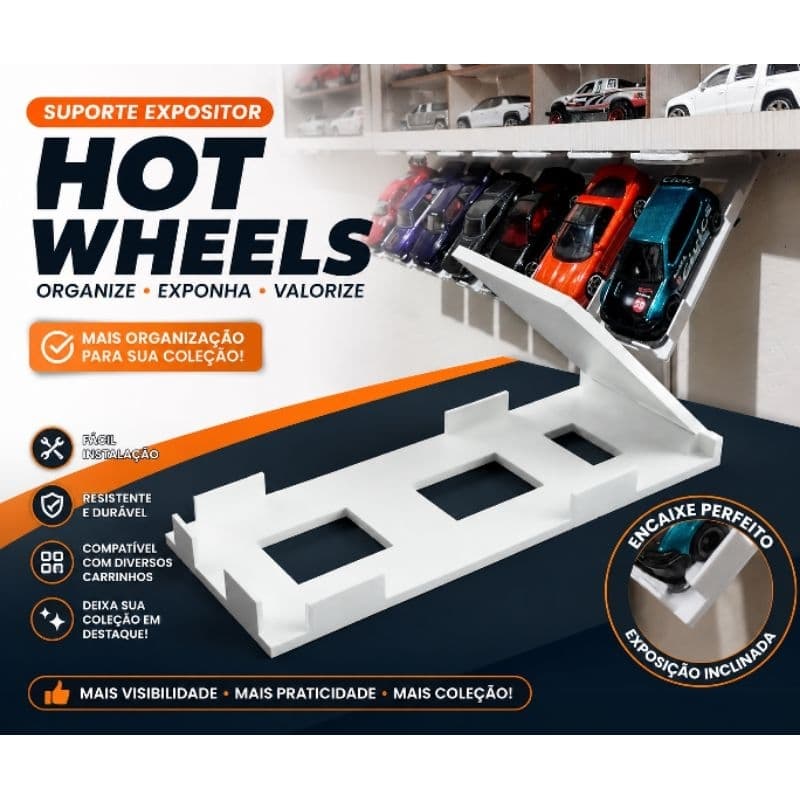 Suporte Expositor Hot Wheels Parede Organizador Carrinhos Miniatura 1:64