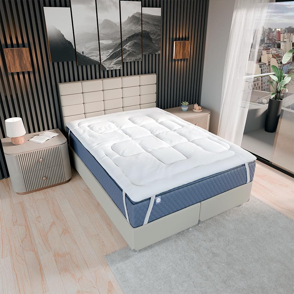 Pillow Top Queen 160x198 Branco Confortável E Macio Premium 5cm