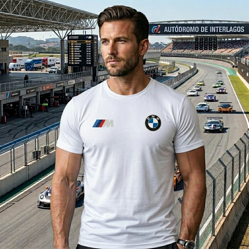 Camisa Camiseta Masculina Gola Redonda Estampa BMW Esportiva Leve Confortável Racing Premium