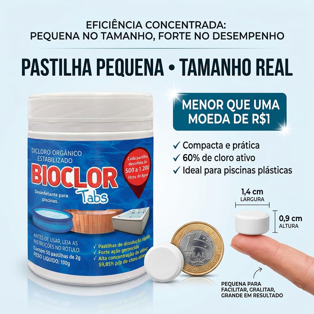 50 Pastilhas de Cloro Orgânico Para Piscina Plástica Infláveis