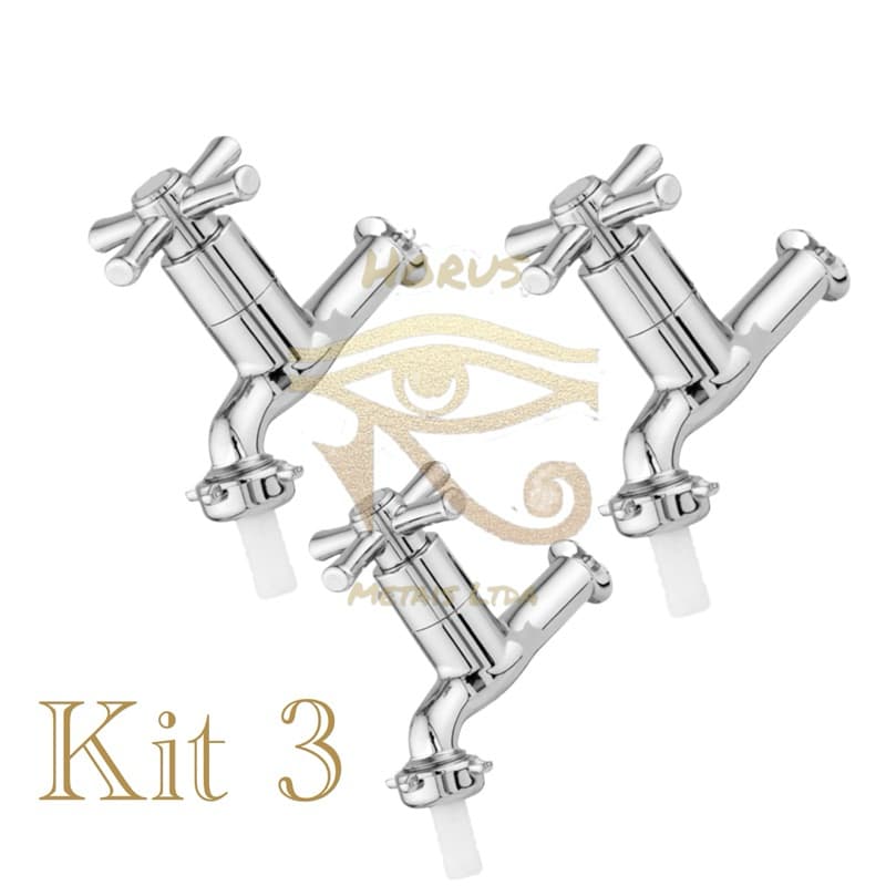 kit 3 Torneira Para Jardim Ou Lavanderia 1030 Com Bico De 3/4
