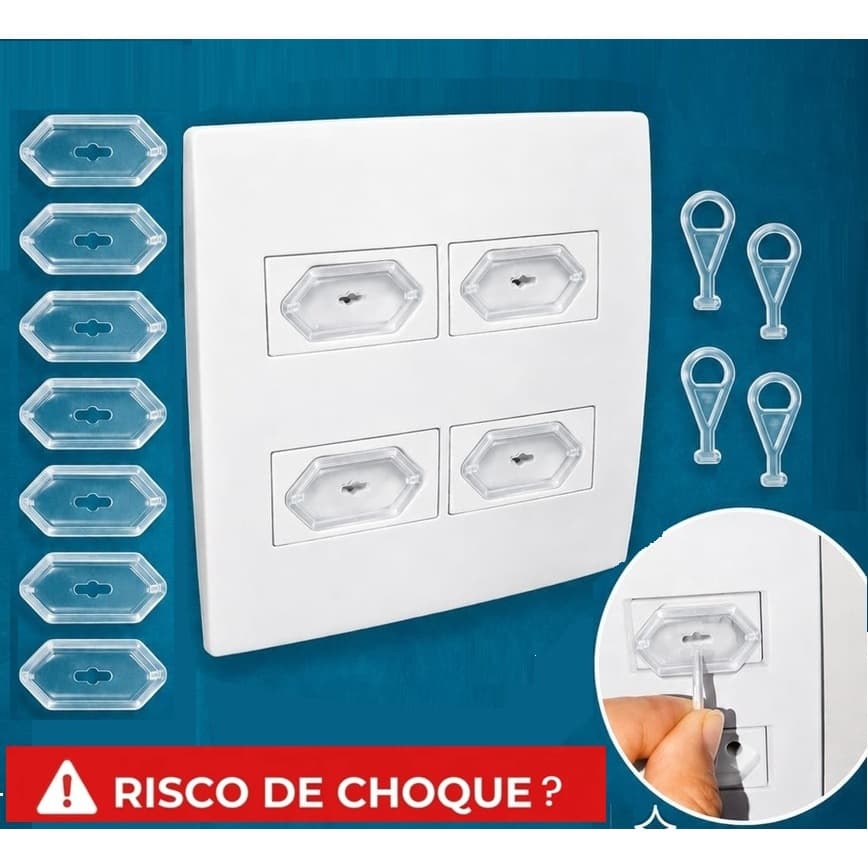 15 Protetores de Tomada 6 Chavinhas Transparente Segurança Bebê