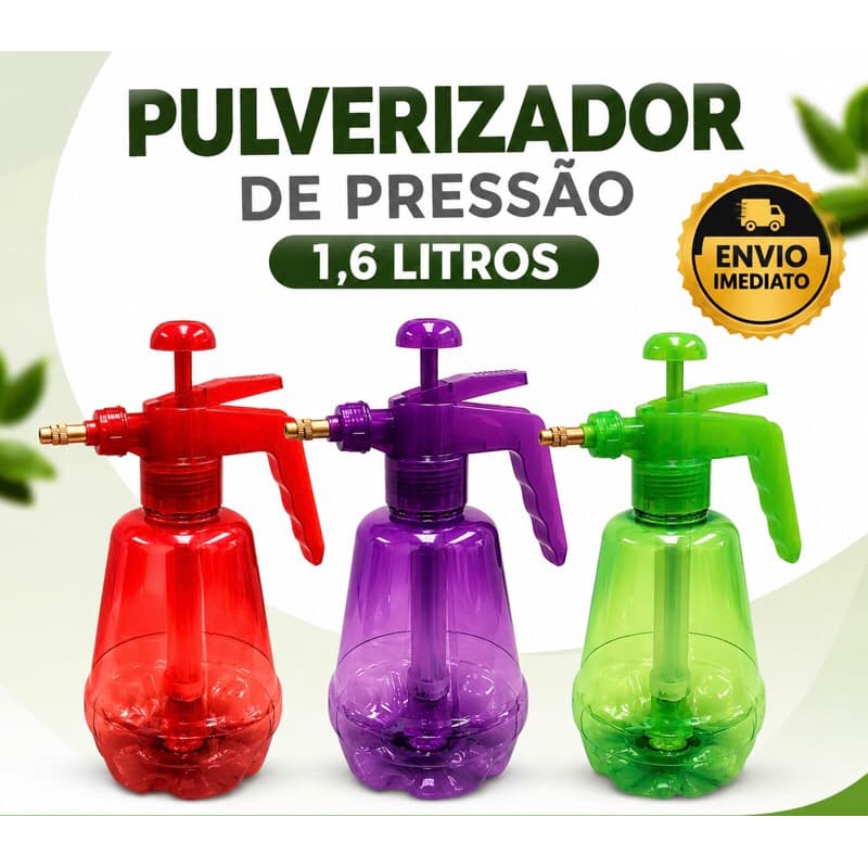 Pulverizador Manual de Pressão 1,6 Litros Alta Capacidade com Bico Ajustável Ideal p/ Jardinagem