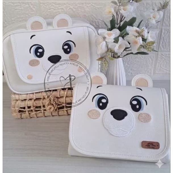 kit Necessaire porta fraldas Urso Polar com trocador Slim/kit Urso Polar