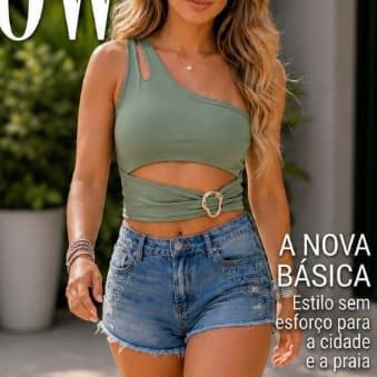 Cropped Feminino Mula Manca Com Recortes Na Malha Suplex Com Detalhe Em Fivelas Dando Estilo E Elegancia