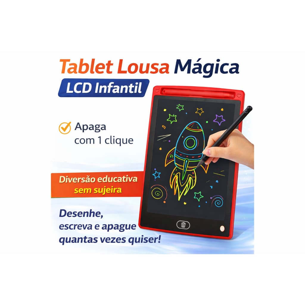 Tablet Lousa Mágica LCD Infantil Com Caneta 10 Polegadas