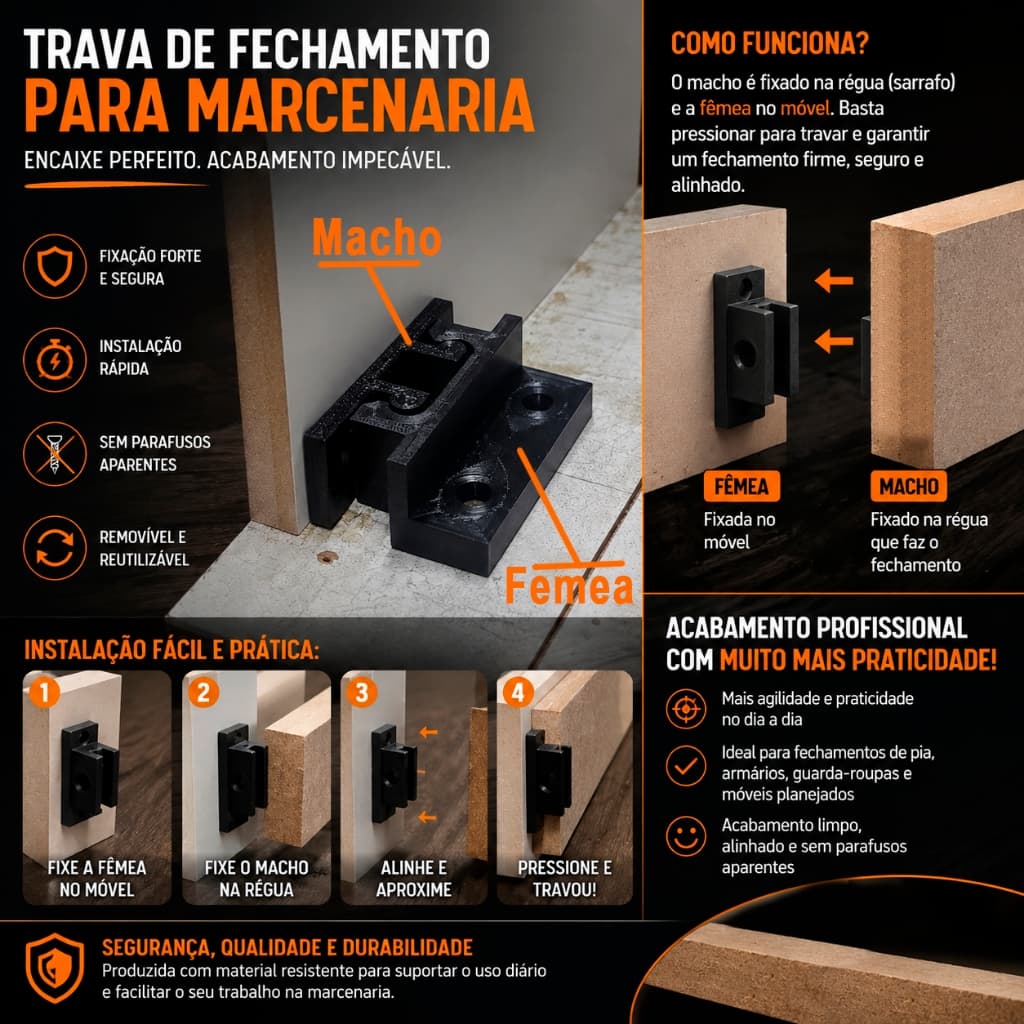 Trava Profissional Para Marcenaria | FECHAMENTO Limpo Sem Parafuso Aparente